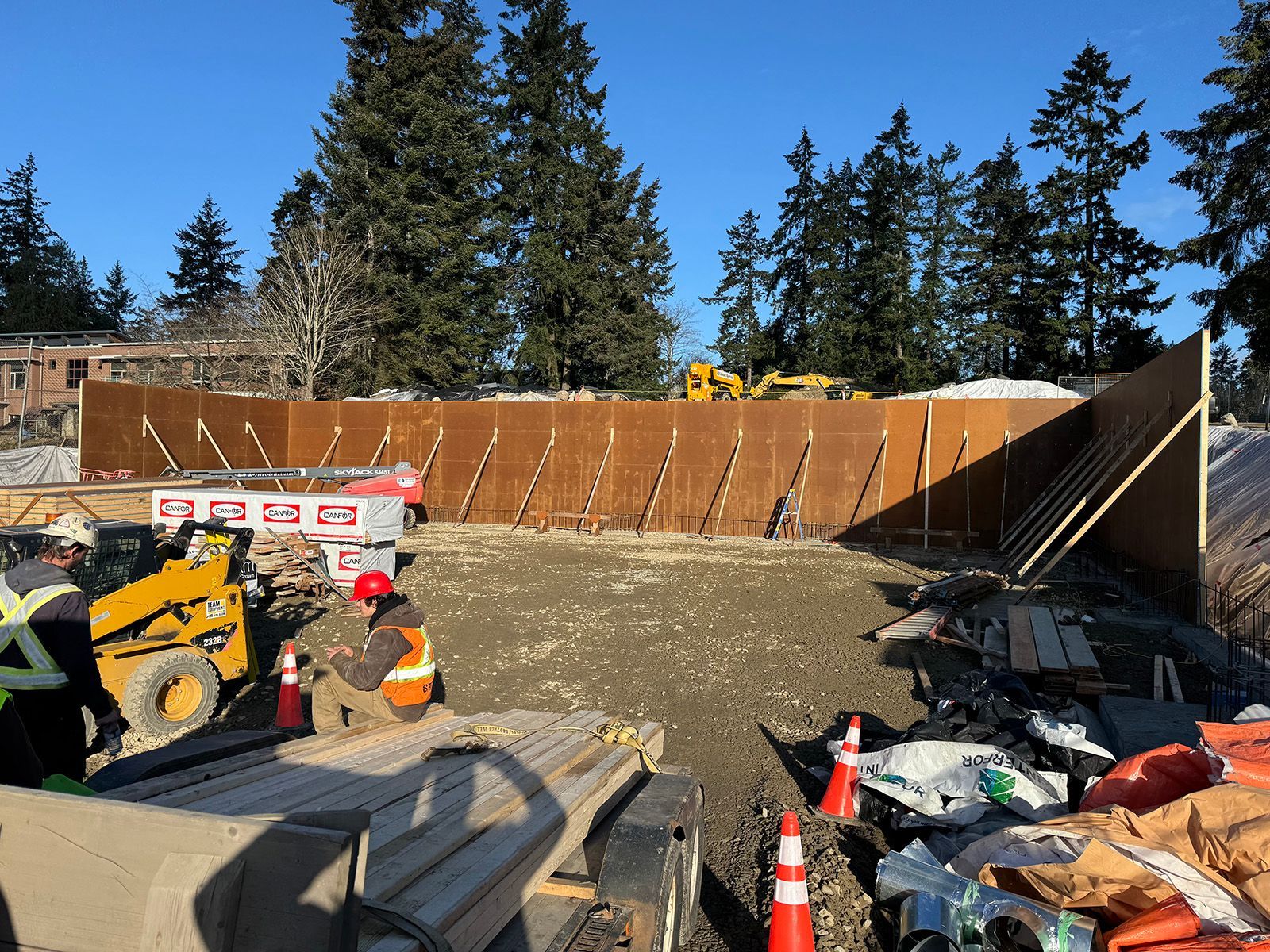 Initial wooden forms are added to Salt Spring Island construction site.