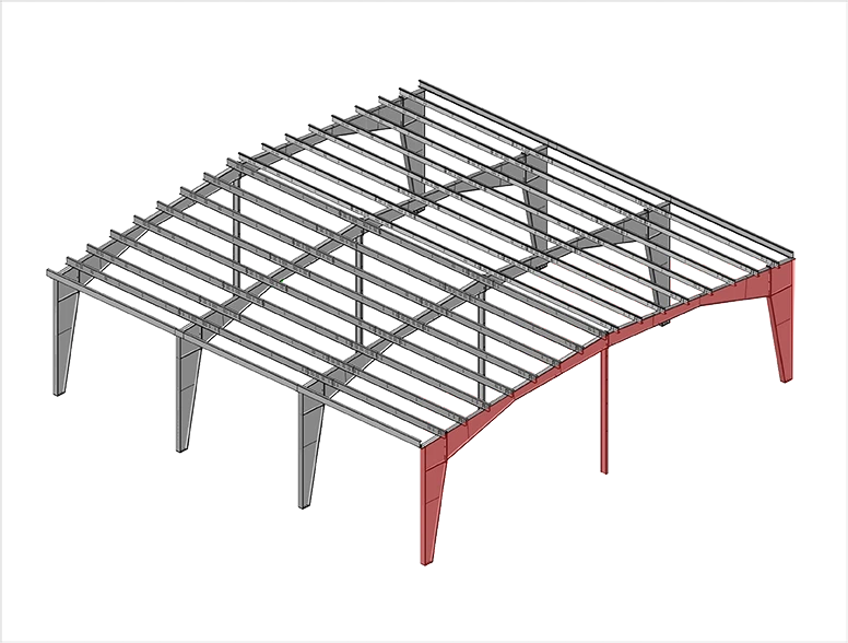Example drawing of steel multi-span framing.
