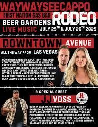 A poster for a rodeo featuring Downtown Avenue and JJ Voss.