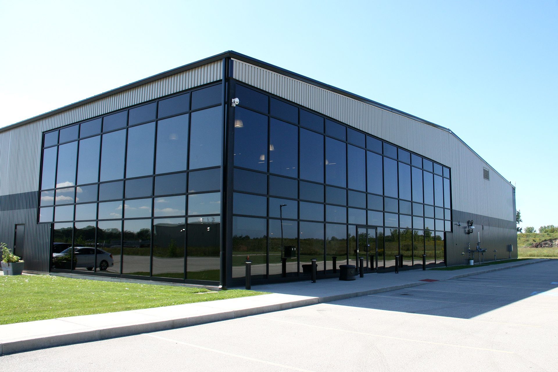 Front view of a manufacturing building installed by Double Black Construction outside London, Ontario.