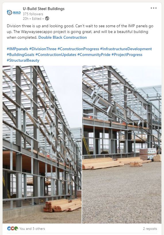 A picture of a building under construction on a facebook page.