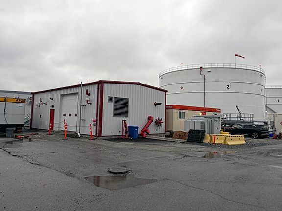 Jet fuel pump house sits next to storage bays at Vancouver Airport