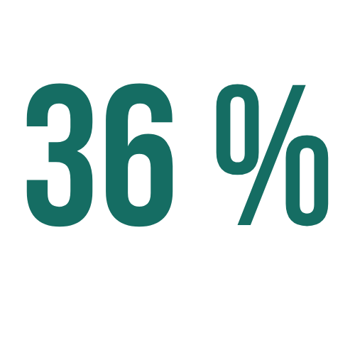 A green 36 percent sign on a white background.