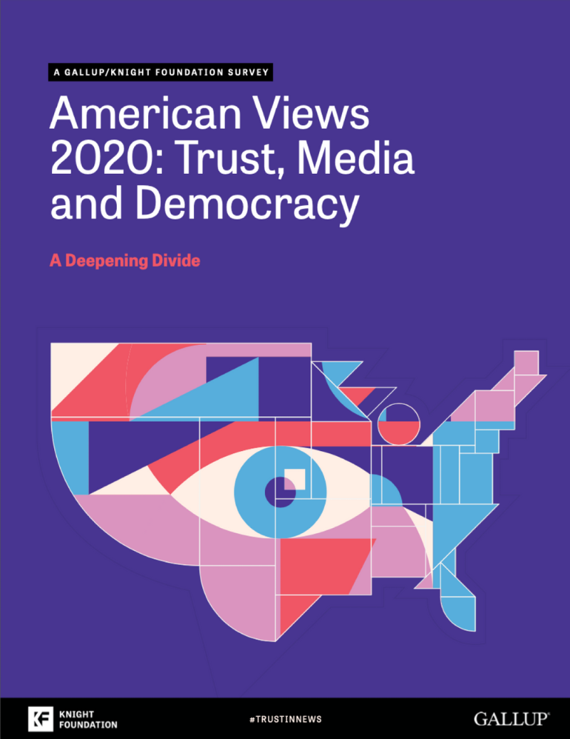 A book titled american views 2020 trust media and democracy