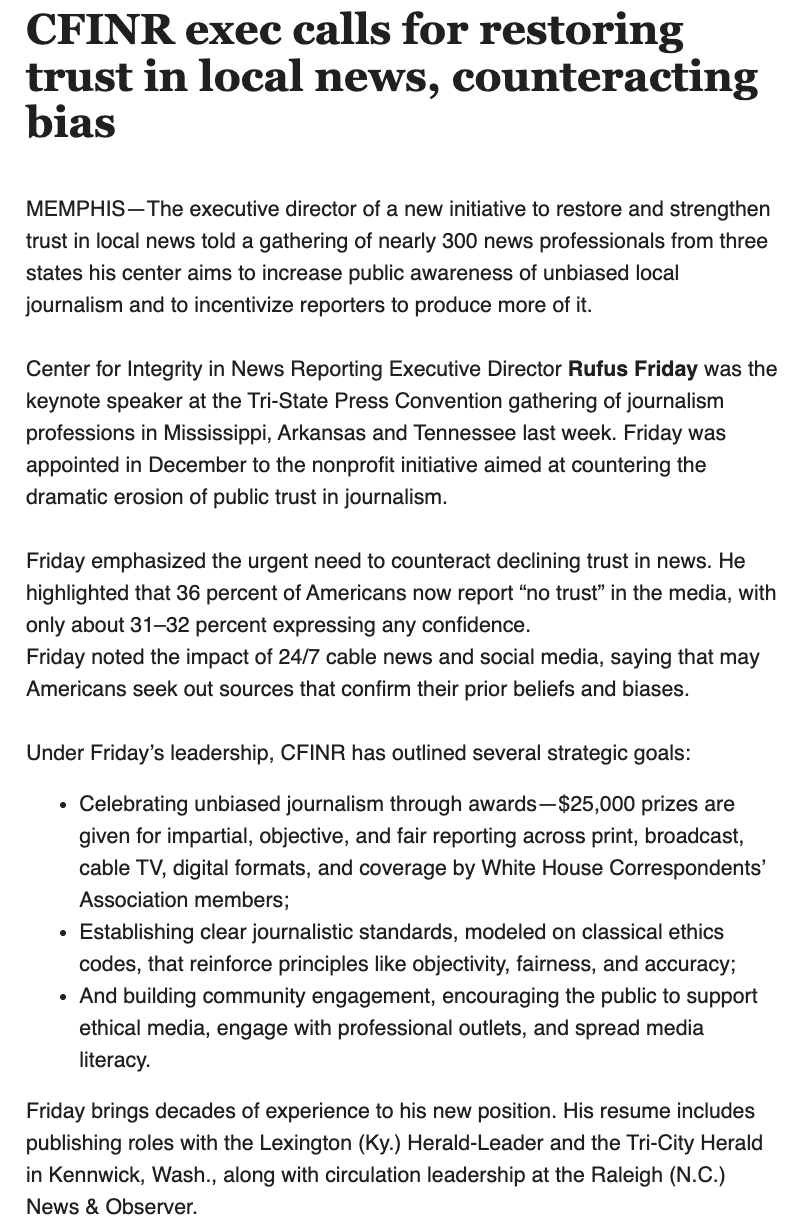 CFINR News Article News article