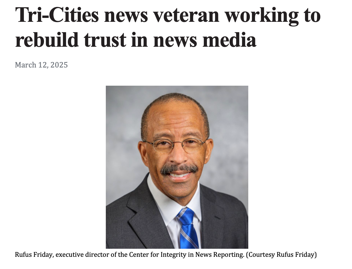 Tri-cities news veteran working to rebuild trust in news media