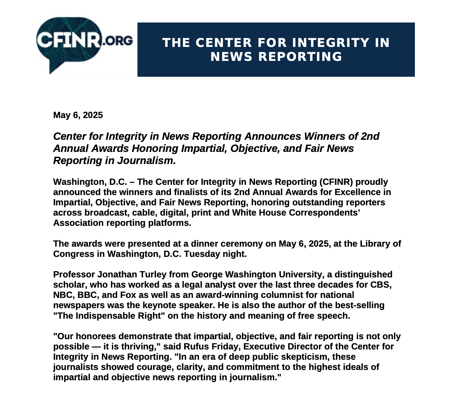 A flyer for the center for integrity in news reporting