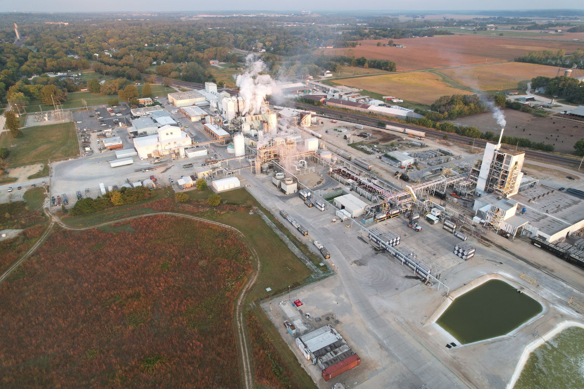 Drone photograph of ICL chemical plant of Lawrence, Kansas.