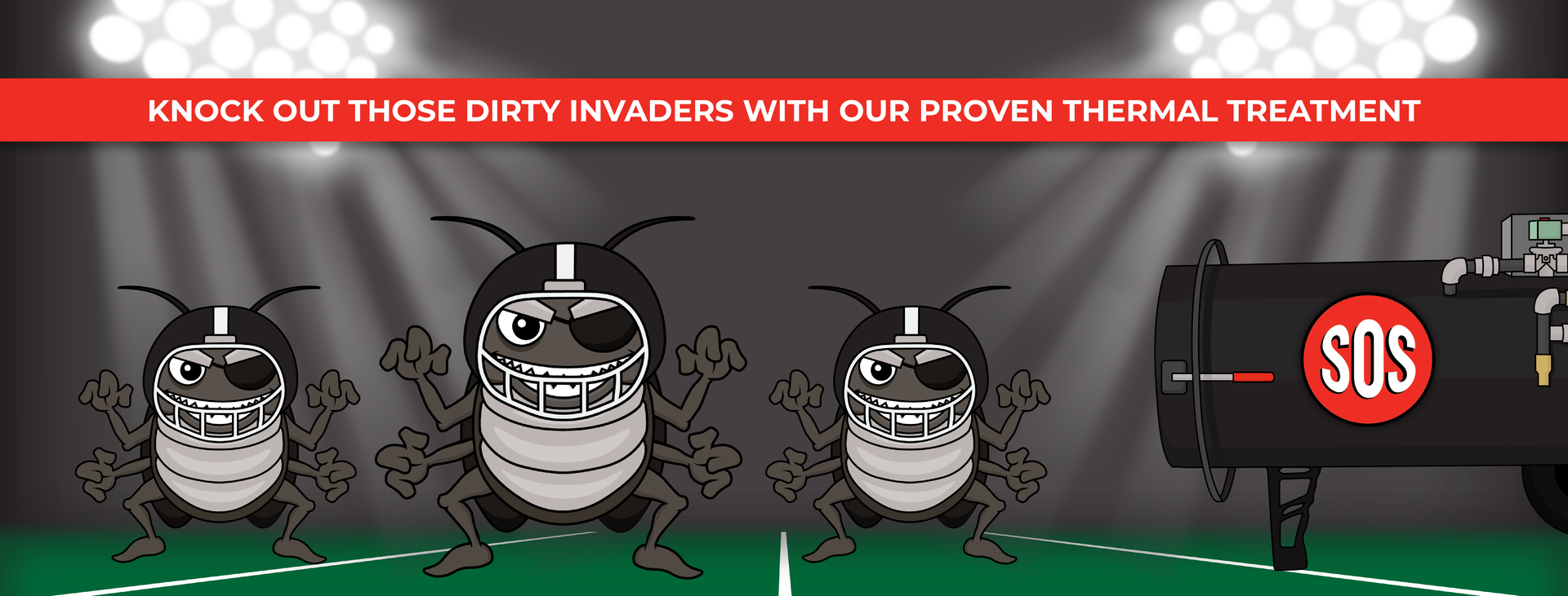 professional advertisement made by KMG for SOS Pest Control.