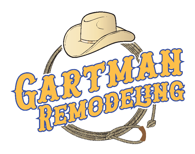 A logo for gartman remodeling with a cowboy hat and lasso