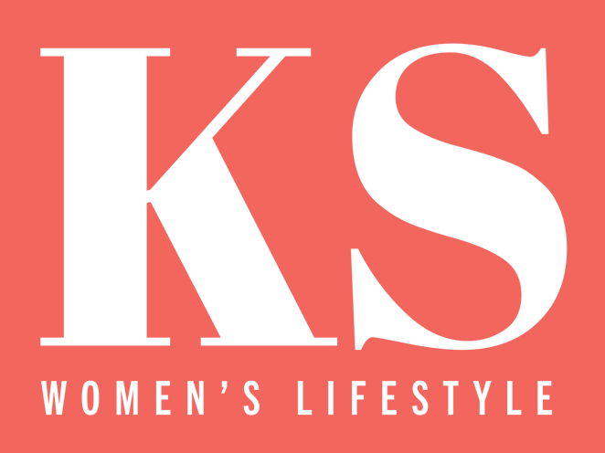 a logo for ks women 's lifestyle on a red background