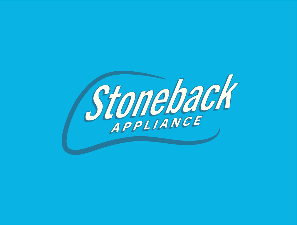 the stoneback appliance logo is on a blue background .