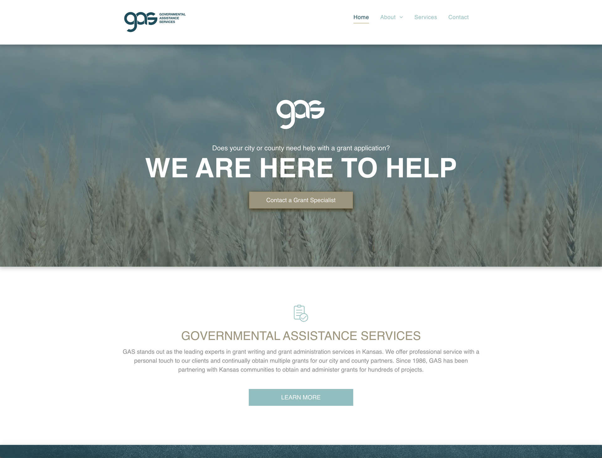 Screenshot of Government Assistance Services website.
