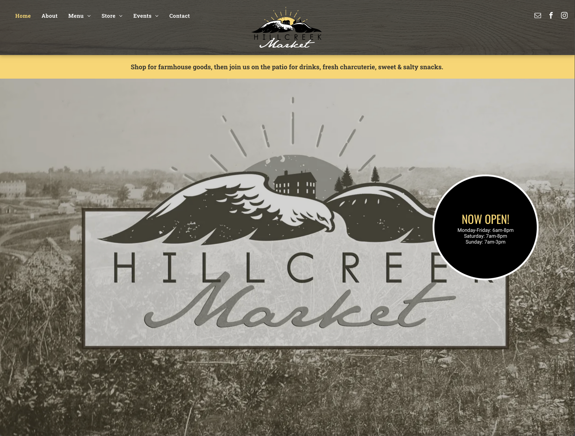 Screenshot of Hillcreek Market website.