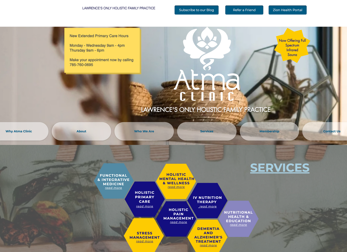 a screenshot of the alma clinic website