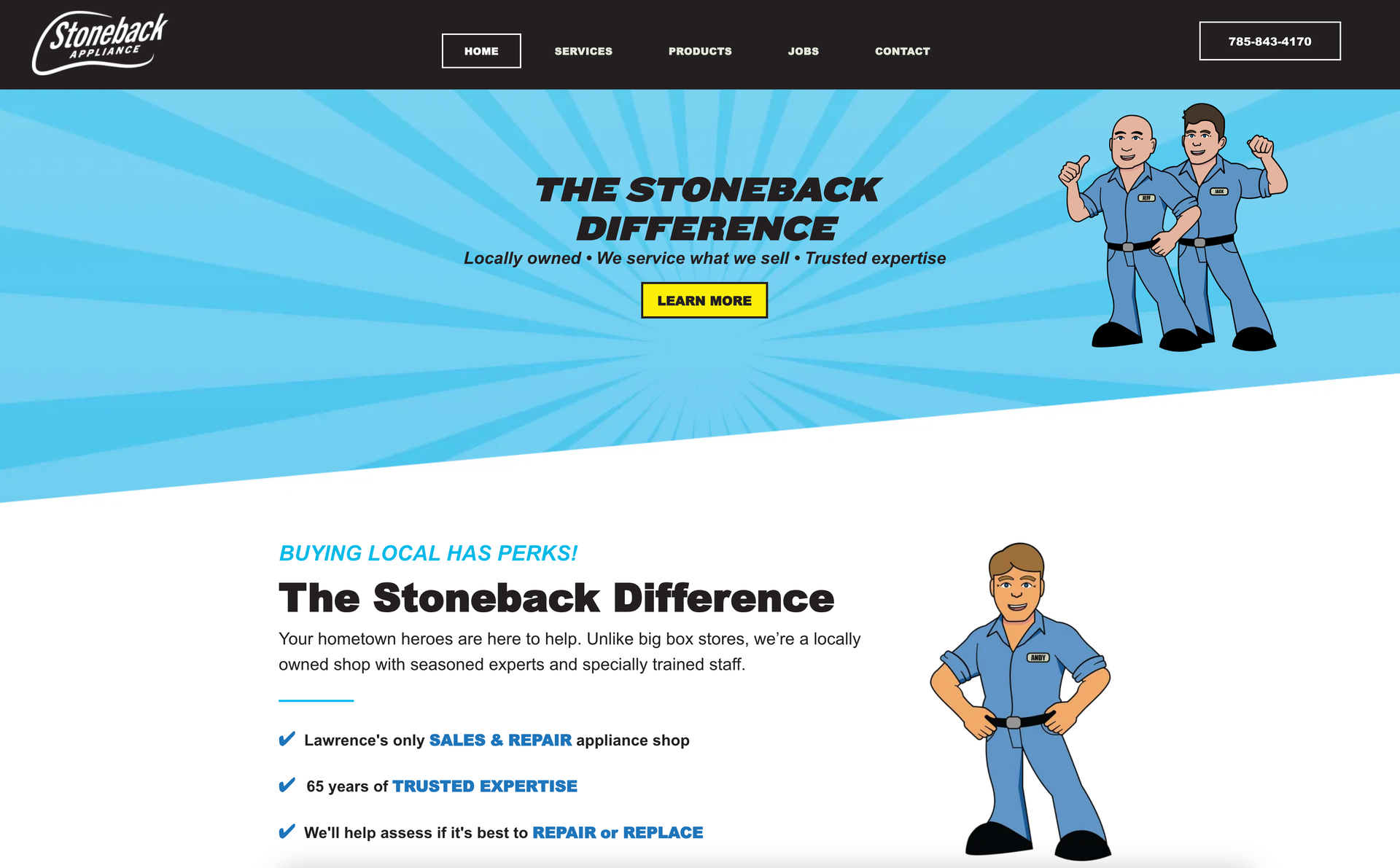 Screenshot of The Stoneback Difference website.