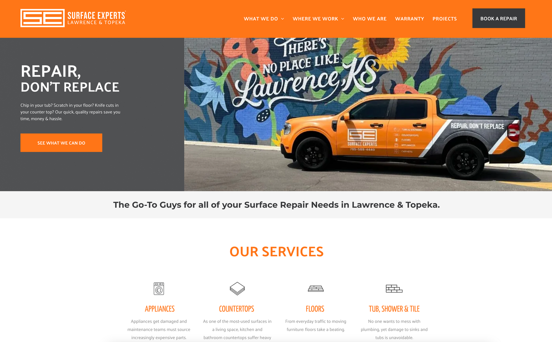 Screenshot of a website made by KMG.