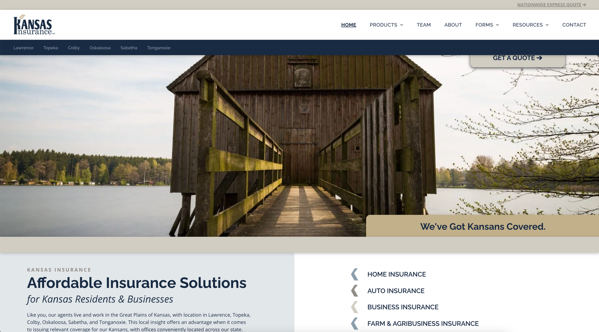 Screenshot of webpage on Kansas Insurance website.