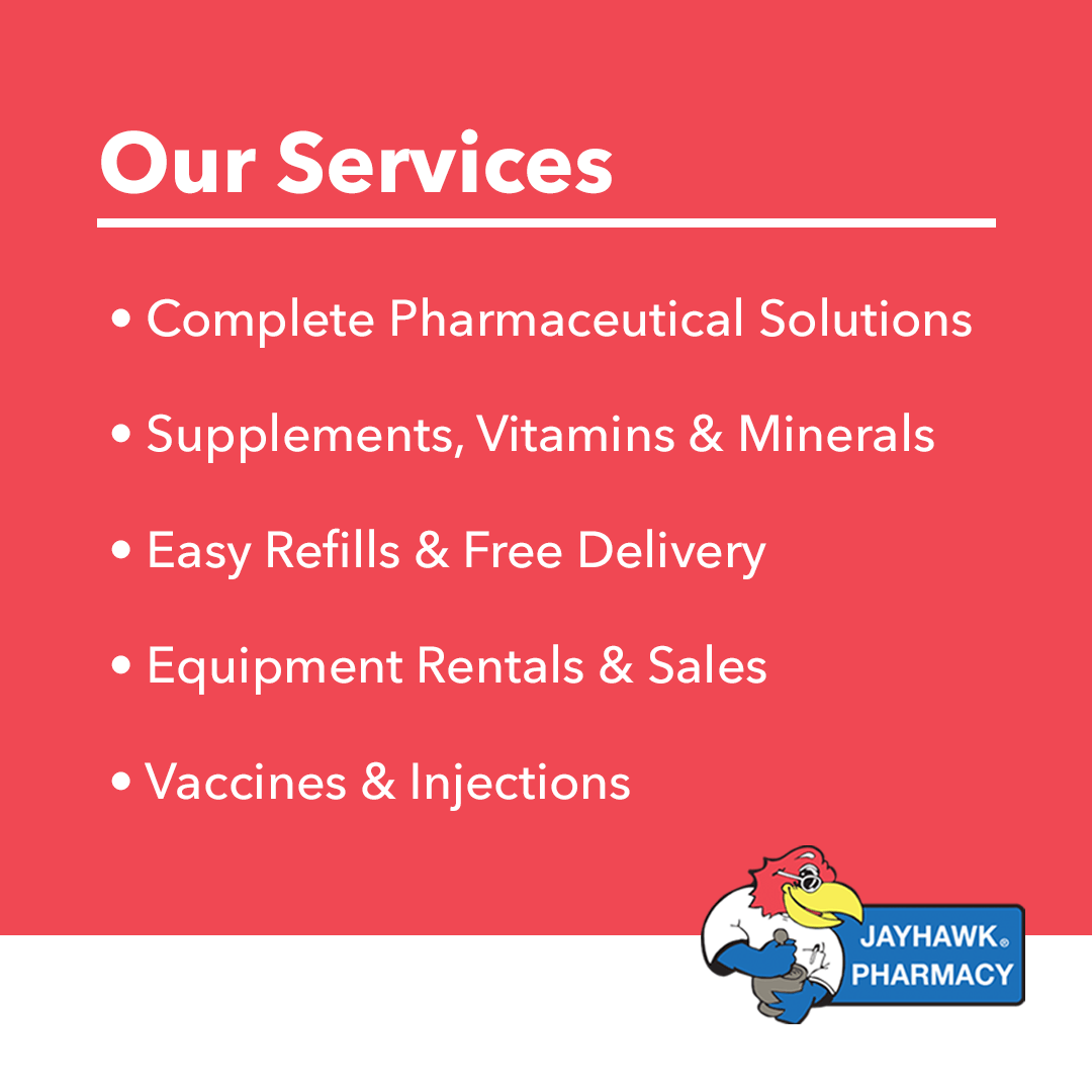 Professional advertisement for Jayhawk Pharmacy made by KMG.