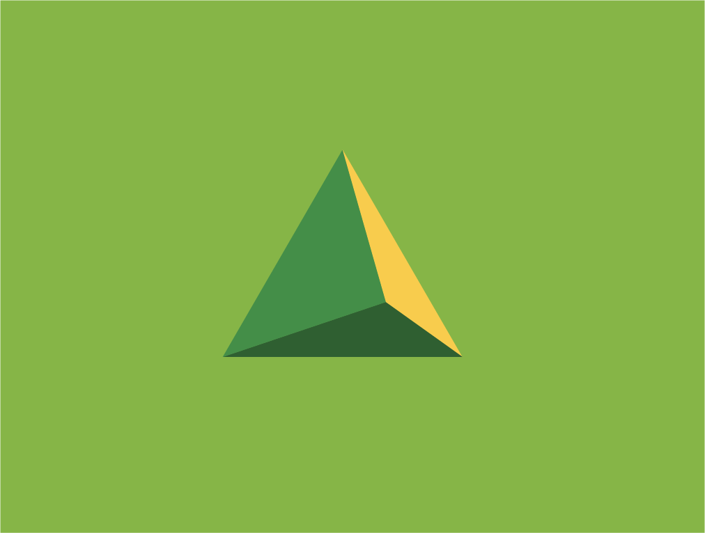 a green and yellow triangle on a green background .
