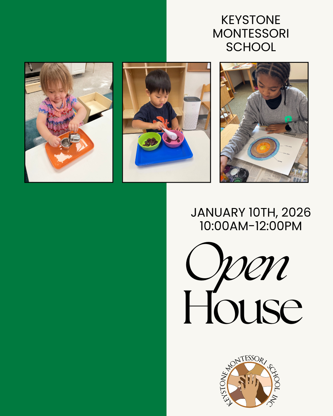 A poster that says you 're invited please join us for open house event