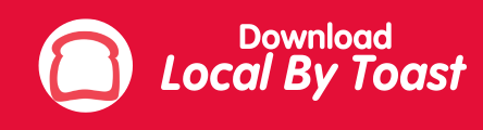 A red sign that says download local by toast