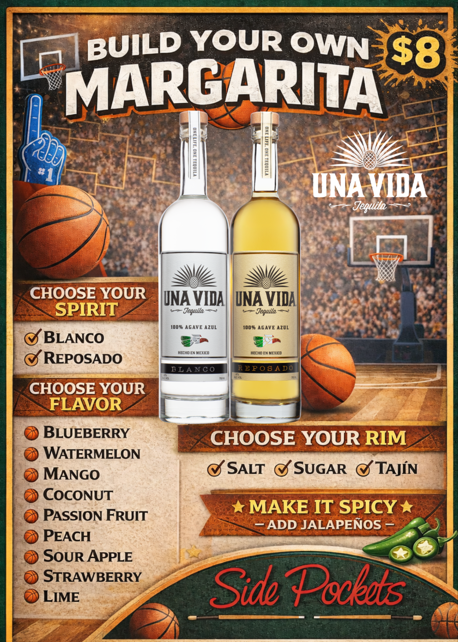 A sign that says kids eat free tuesdays 5 pm - 9 pm at Side Pockets Wichita