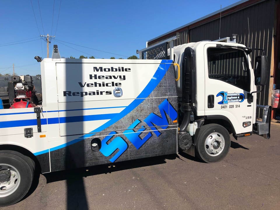 Truck With Vehicle Sign — Sign Writing in Dubbo, NSW
