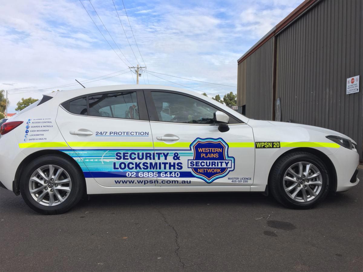 Security And Locksmith Car Sign — Sign Writing in Dubbo, NSW