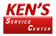 Red Ken’s Service Center logo with stylized white lettering on a red sign