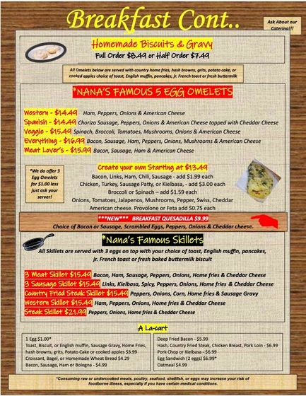 Nanas Menu Naples Menu For Nana's Diner Naples In Naples, FL | Sirved