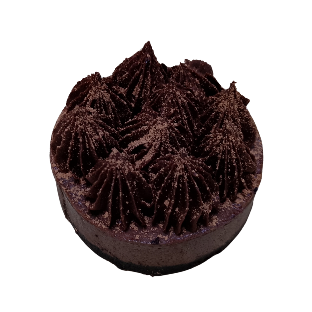 Tarta de queso y chocolate con picos de glaseado de Azúcar y Cacao.