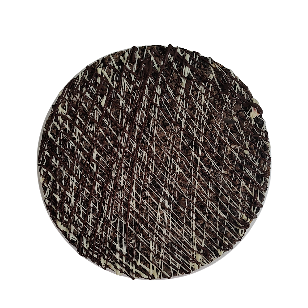 Pastel de chocolate con llovizna blanca de Azúcar y Cacao