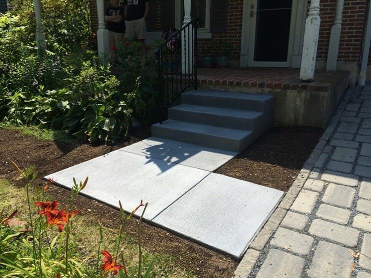 concrete sidewalk & concrete steps