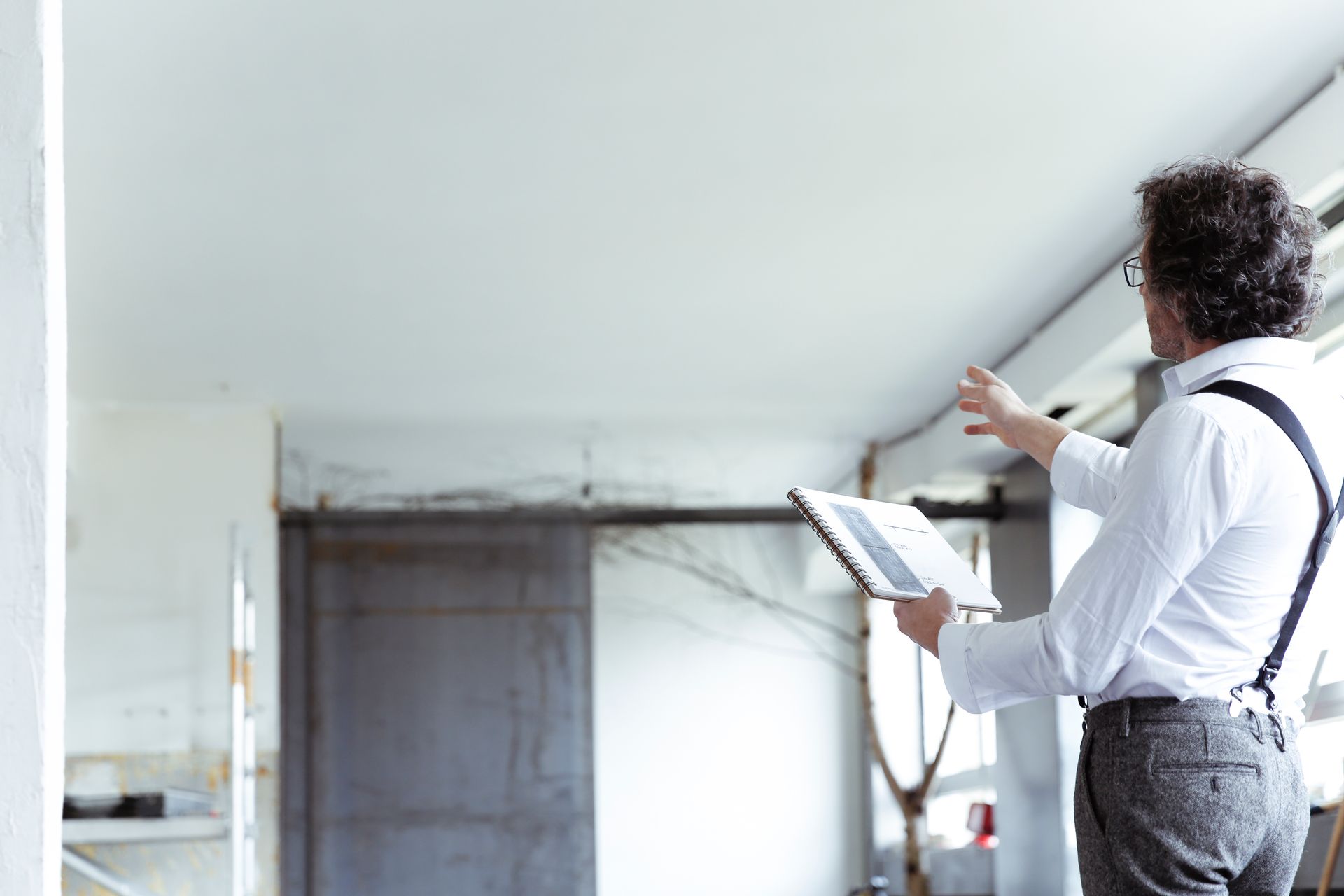 inspecting basement of home