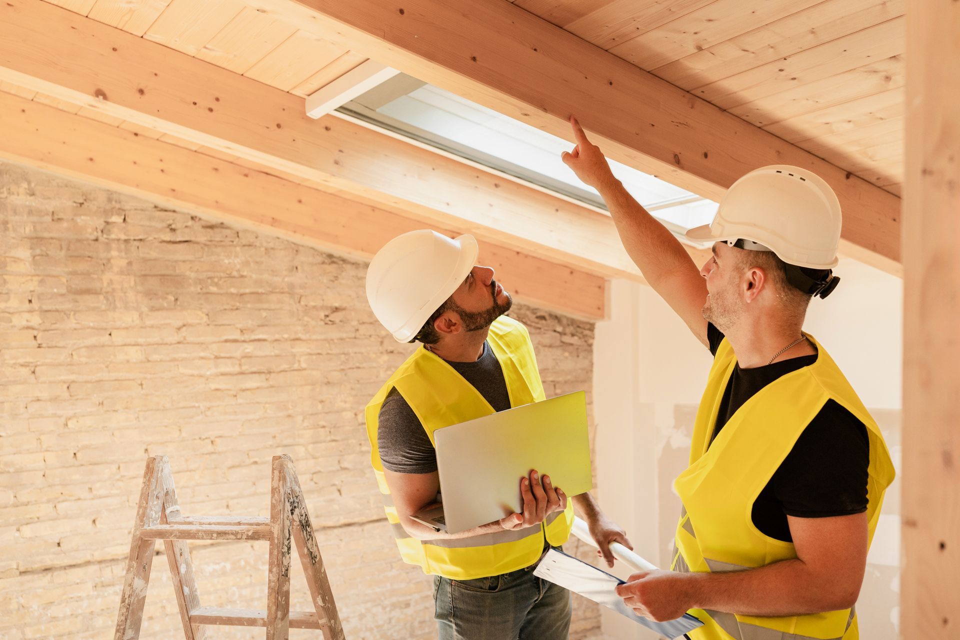 construction workers doing basement inspection