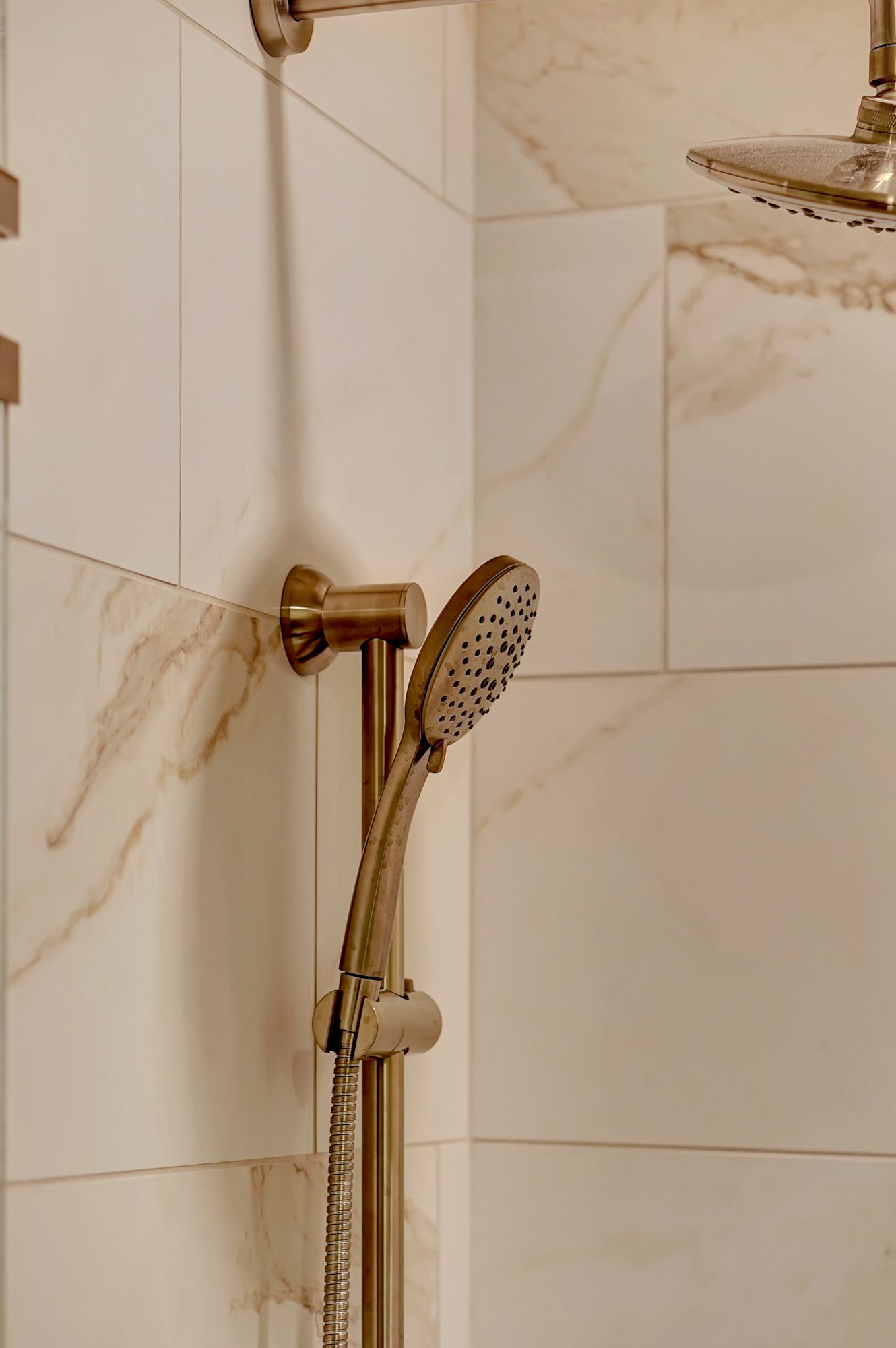 A Close Up of a Shower Head in a Bathroom | Lincoln, NE | SkyLimit Remodeling