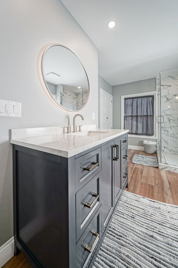 Bathroom sink and mirror area