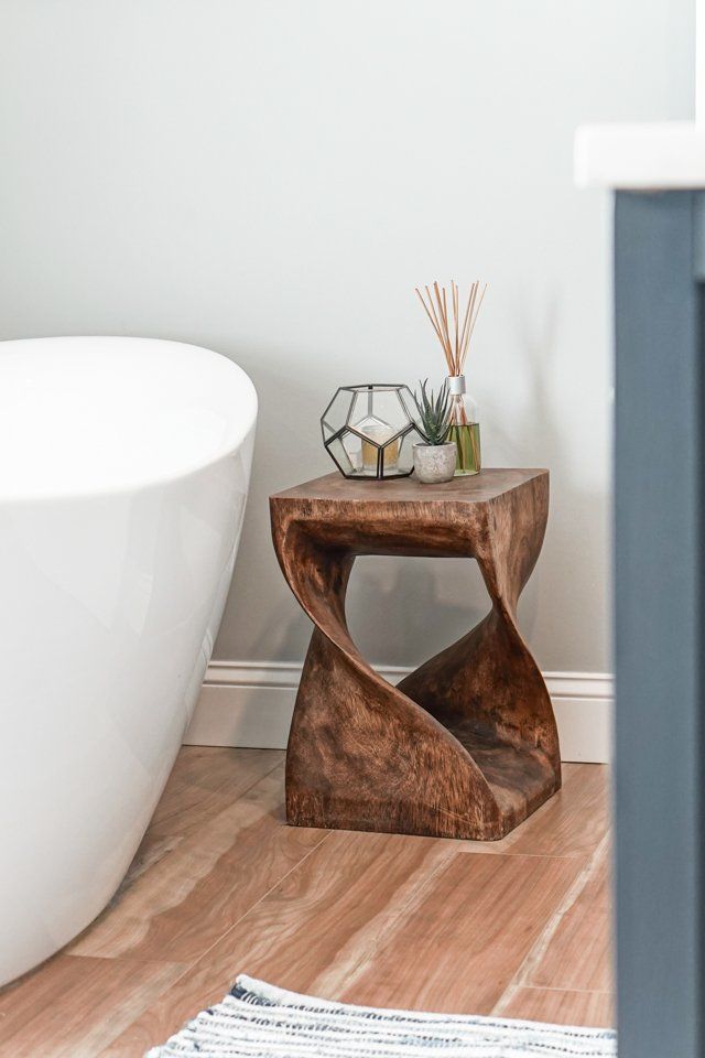 A wooden side table