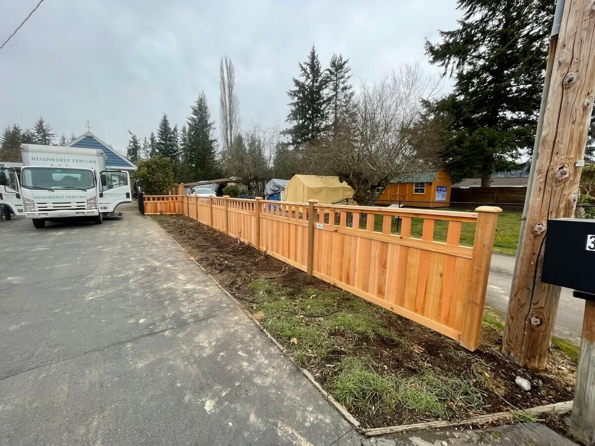 Full Panel Craftsman Style Wood Fence Installed in Bellevue, WA