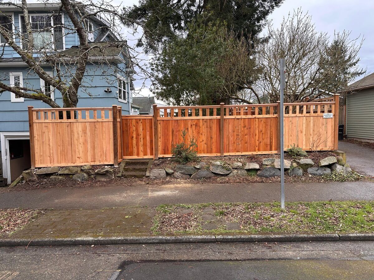 Full Panel Craftsman Style Wood Fence Installed in Bellevue, WA