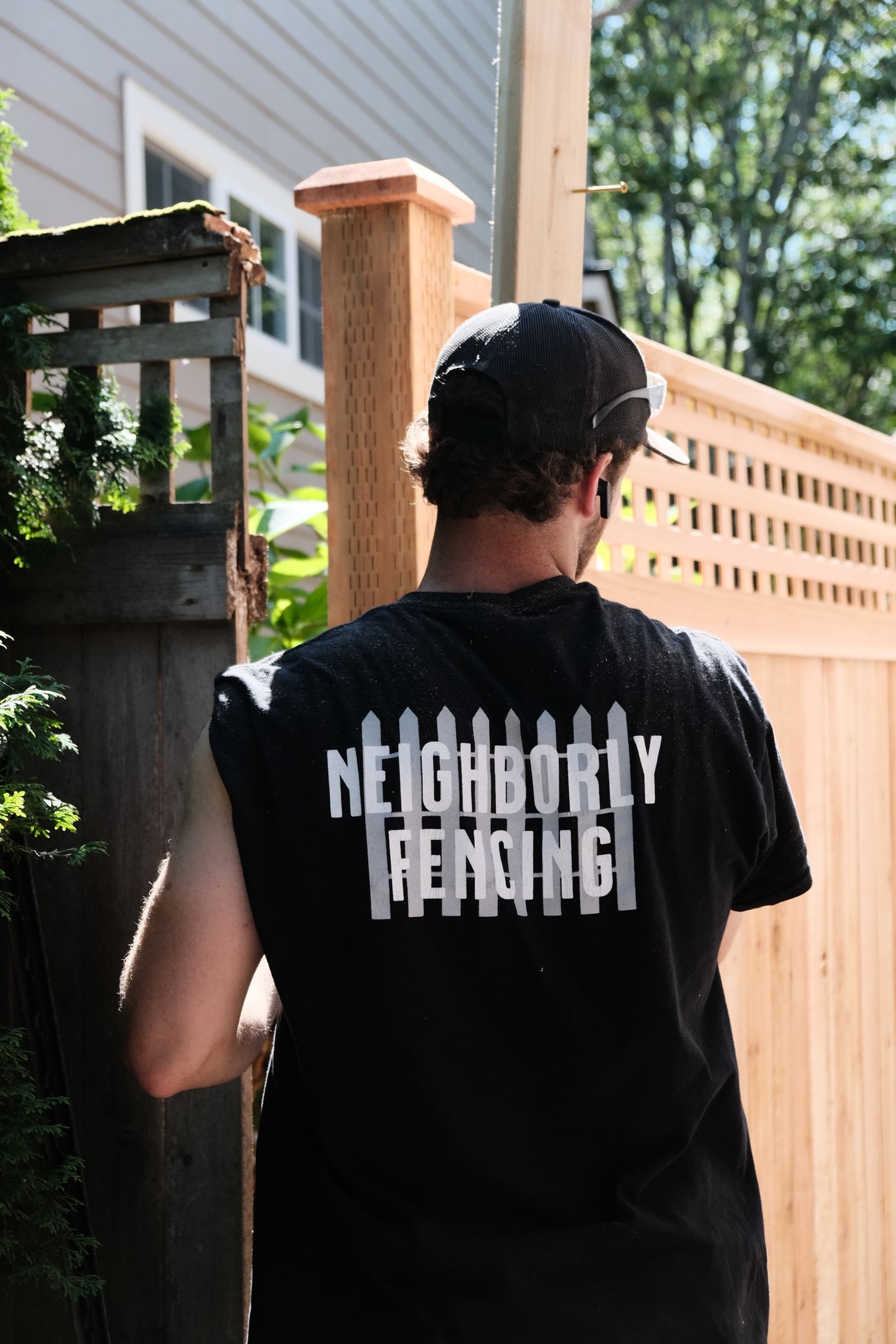 Man in black shirt with 