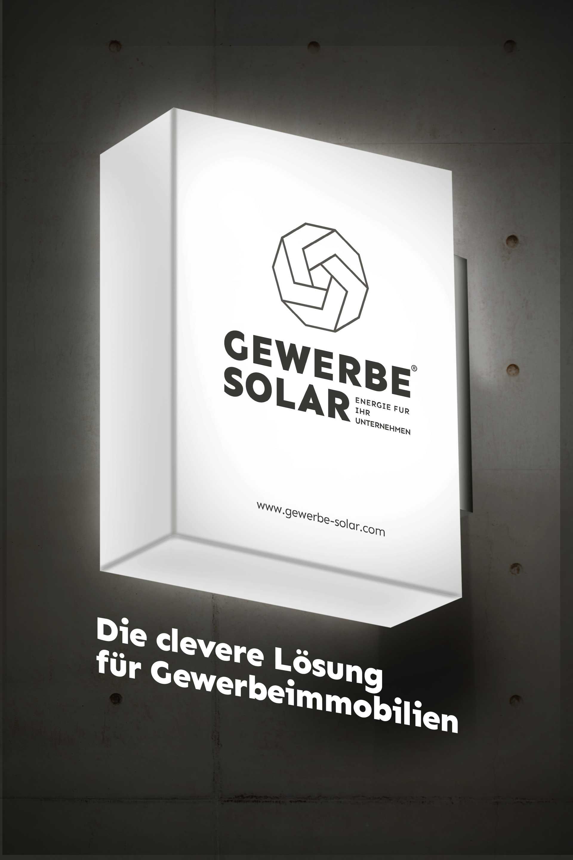 A white box with the word gewerbe solar on it