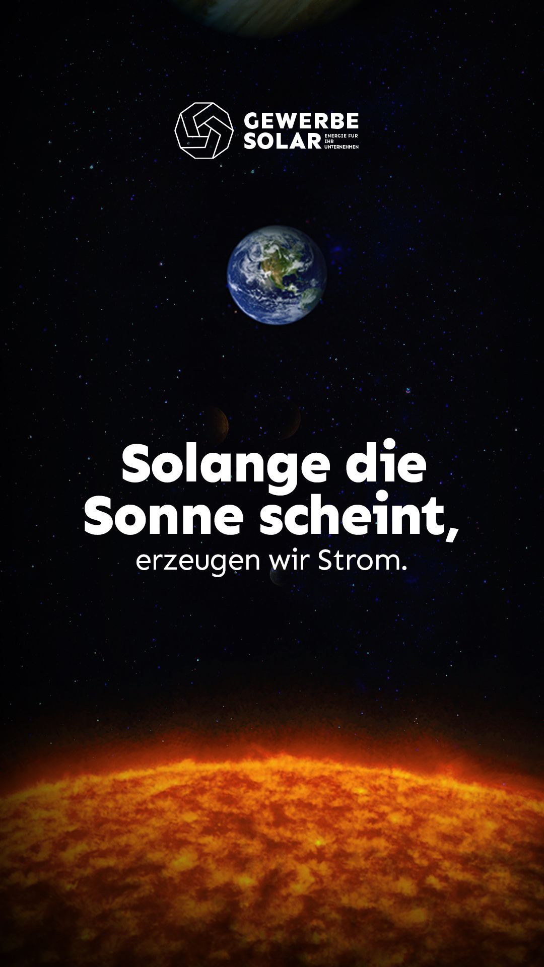 A poster of the sun and the earth in german.