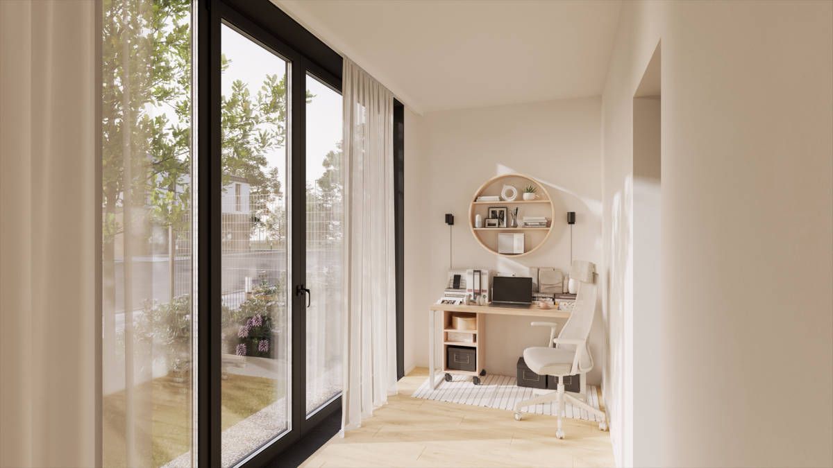 Bauprojekt Oak Garden in Fredersdorf-Vogelsdorf, Doppelhaushälfte Arbeitszimmer