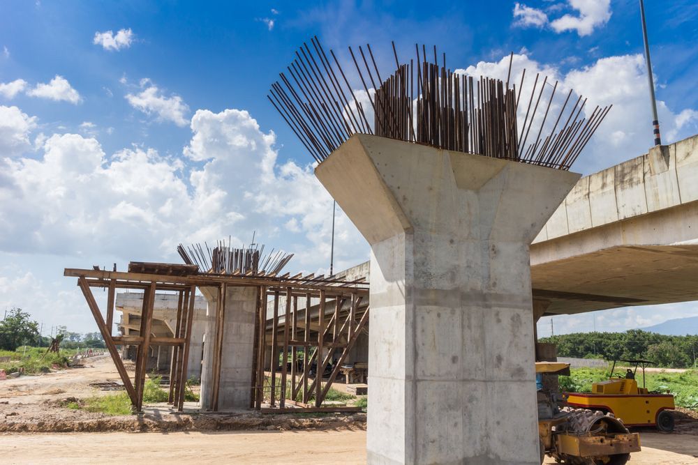 Bridge Construction Site With Big Columns — Bampak In Gold Coast QLD