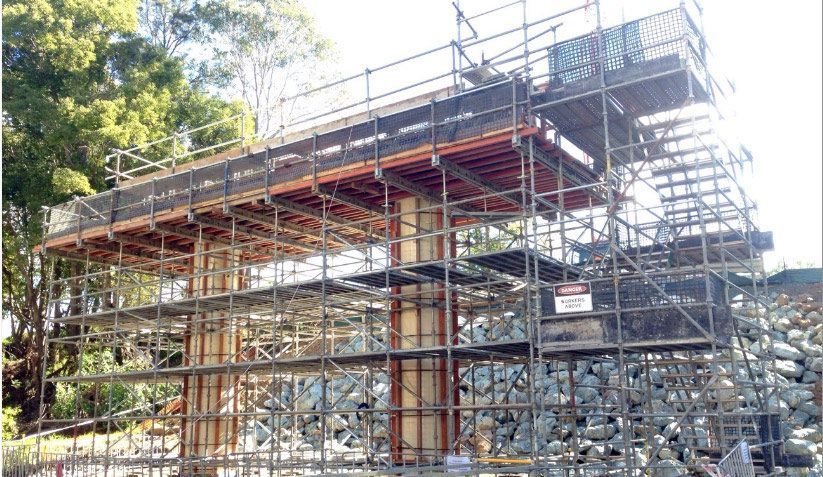 Scaffolding on Chardon Bridge for Exceptional Concreting Services — Bampak In Coolum Beach QLD