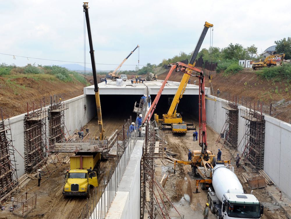 Tunnel Construction With Crane and Truck Cement — Bampak In Darling Downs QLD