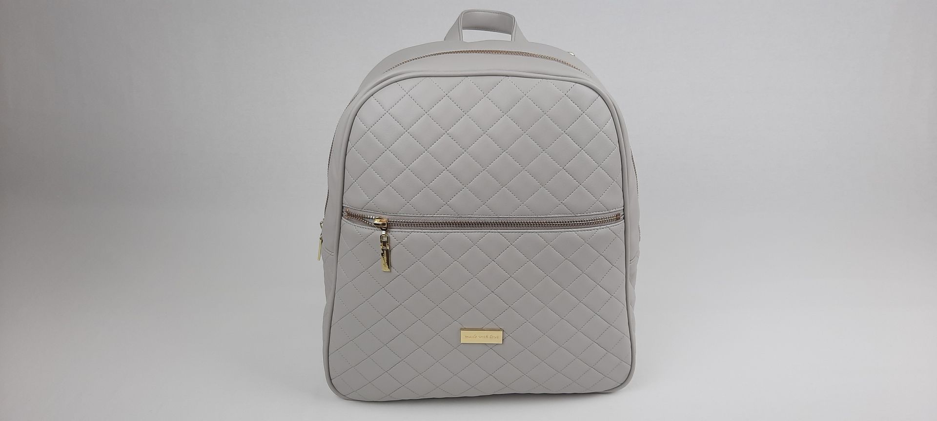 MOCHILA PELE SINTÉTICA ACOLCHOADA COR AZUL ACESSÓRIOS DOURADOS