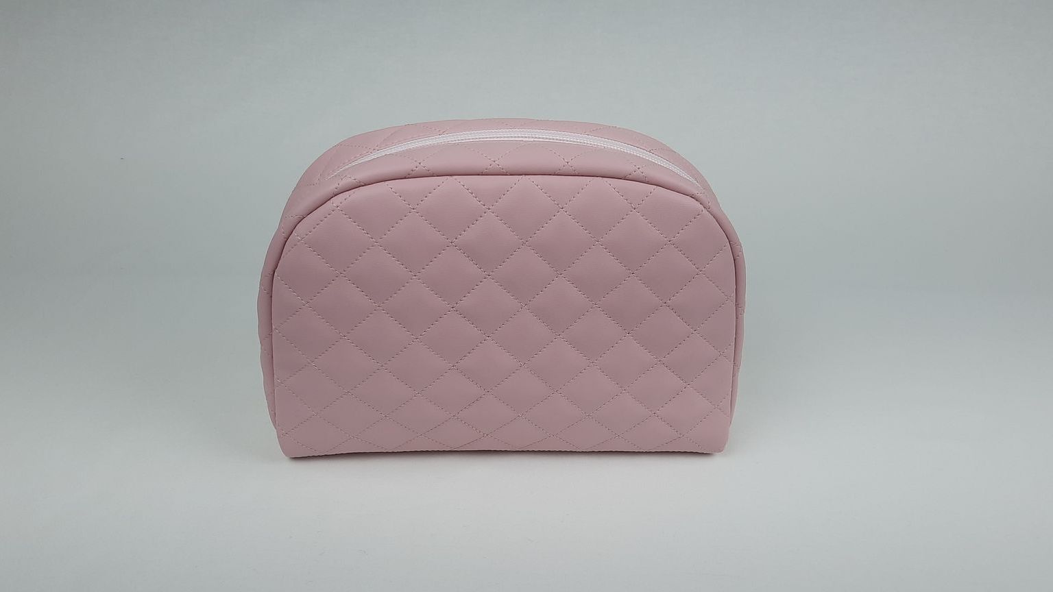 NECESSAIRE REDONDO LAÇO PELE SINTÉTICA ACOLCHOADA COR ROSA